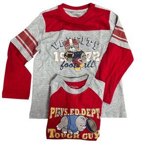 Set of 2 Faded Glory Boys Long Sleeve Raglan Shirts Varsity & Phys.Ed Size 5T